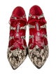 Manolo Blahnik Embossed Leather Animal Print T-Strap Pumps