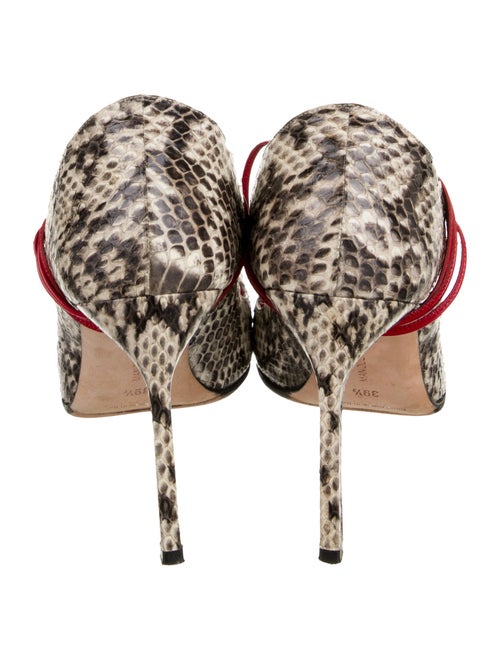 Manolo Blahnik Embossed Leather Animal Print T-Strap Pumps