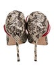 Manolo Blahnik Embossed Leather Animal Print T-Strap Pumps