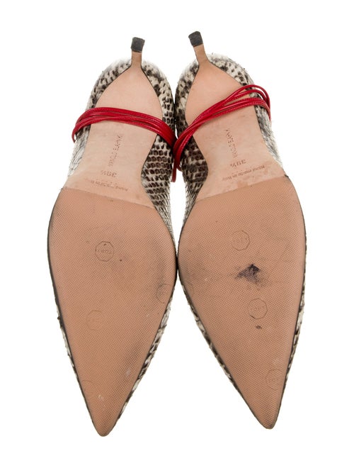 Manolo Blahnik Embossed Leather Animal Print T-Strap Pumps