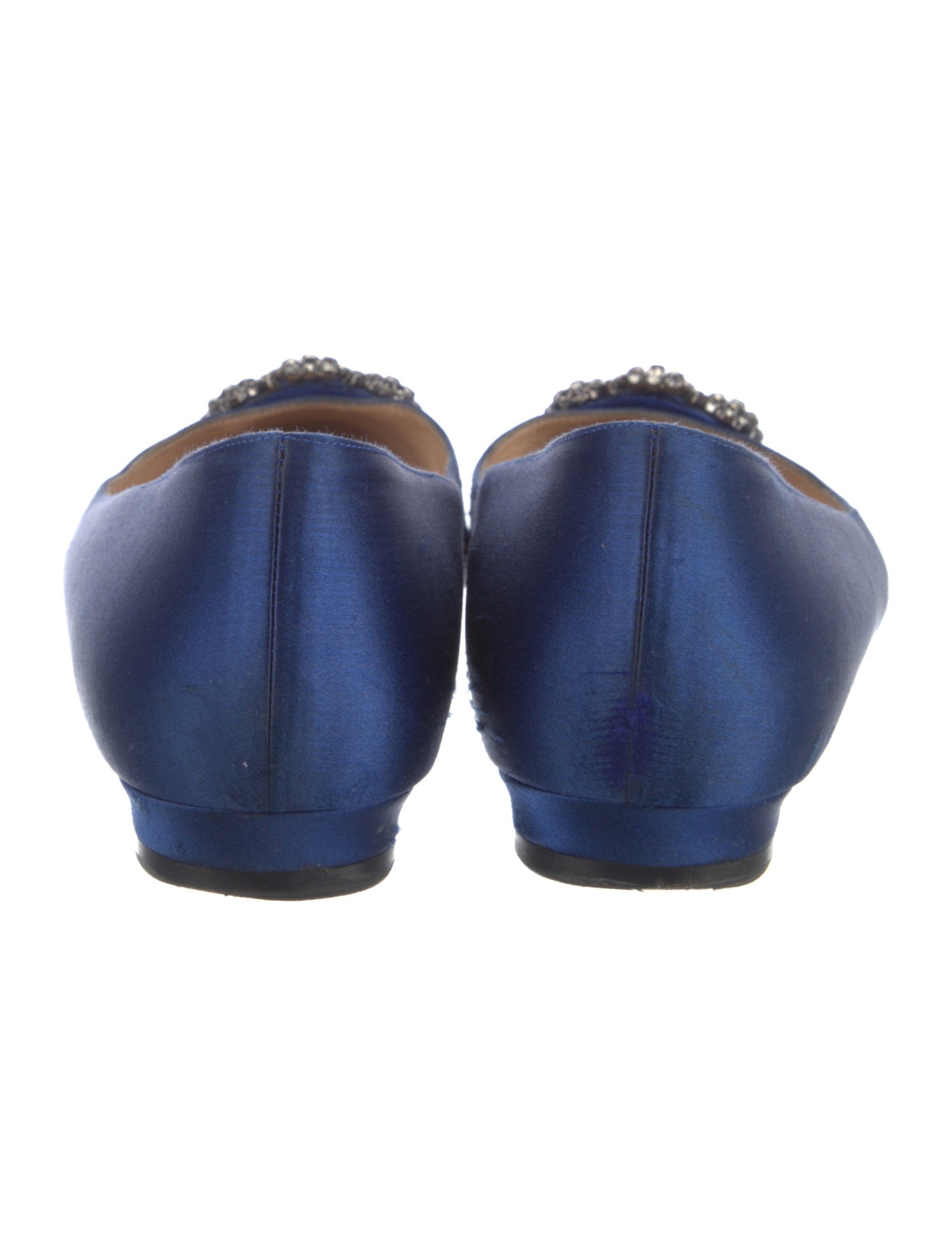Manolo Blahnik Satin Crystal Embellishments Flats