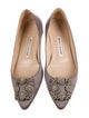 Manolo Blahnik Satin Crystal Embellishments Flats