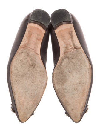 Manolo Blahnik Satin Crystal Embellishments Flats