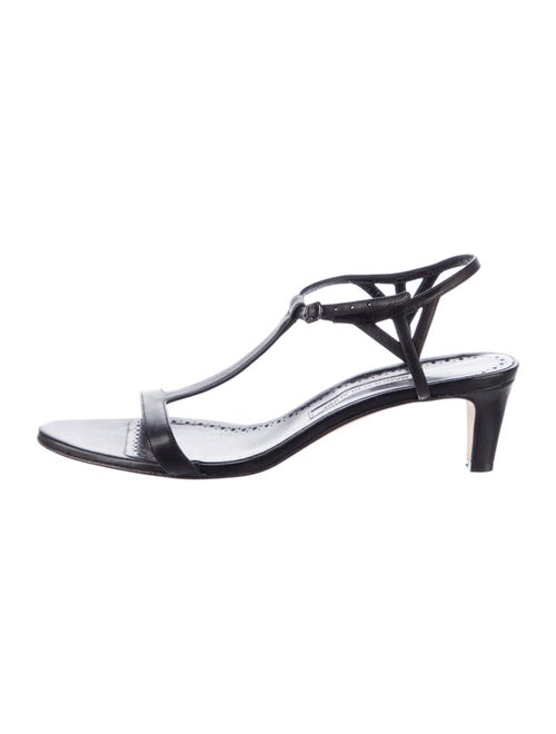 Manolo Blahnik Leather T-Strap Sandals