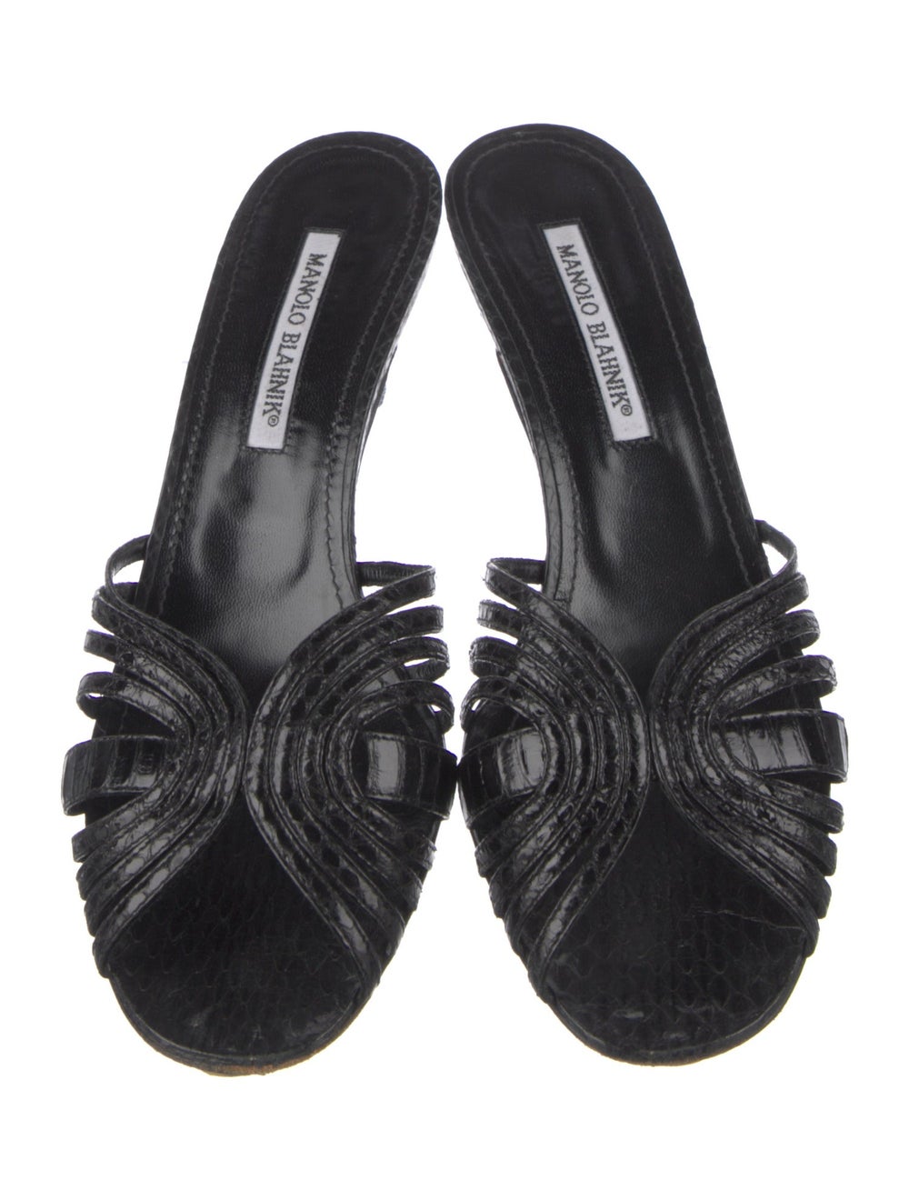 Manolo Blahnik Python Slides Neutrals Multistrap - image 3