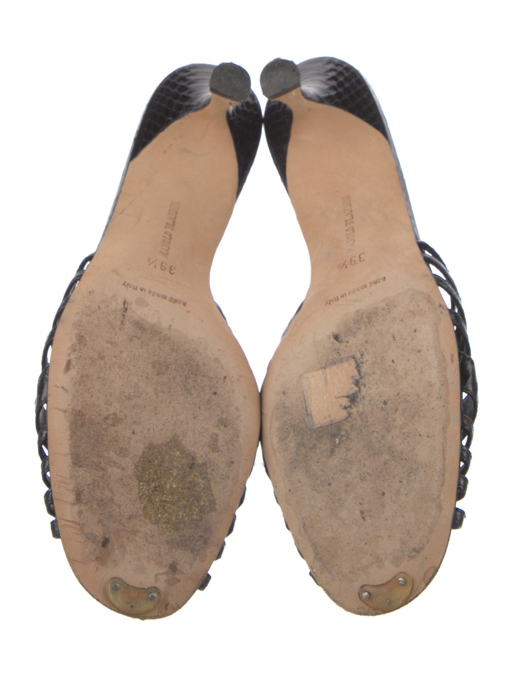 Manolo Blahnik Python Slides Neutrals Multistrap - image 5