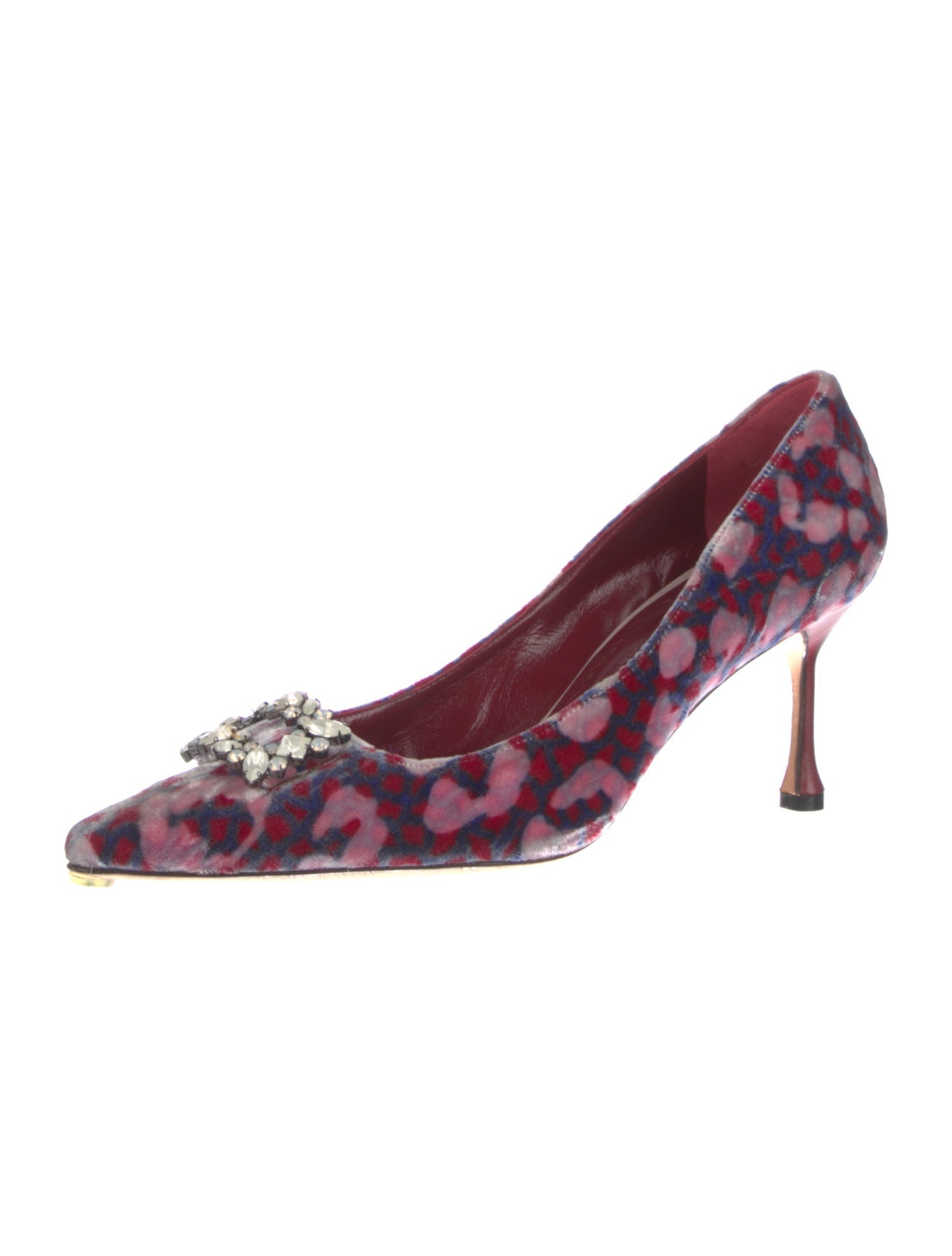 Manolo Blahnik Velvet Printed Pumps