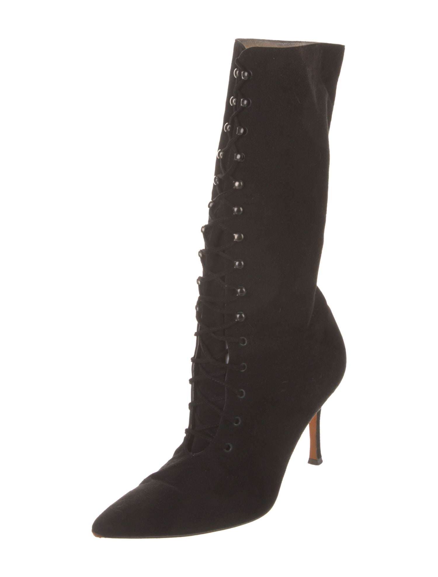 Manolo Blahnik Suede Lace-Up Boots
