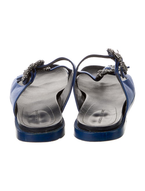 Manolo Blahnik Satin Crystal Embellishments Slides