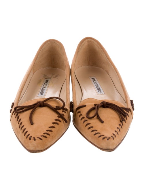 Manolo Blahnik Suede Whipstitch Trim Ballet Flats