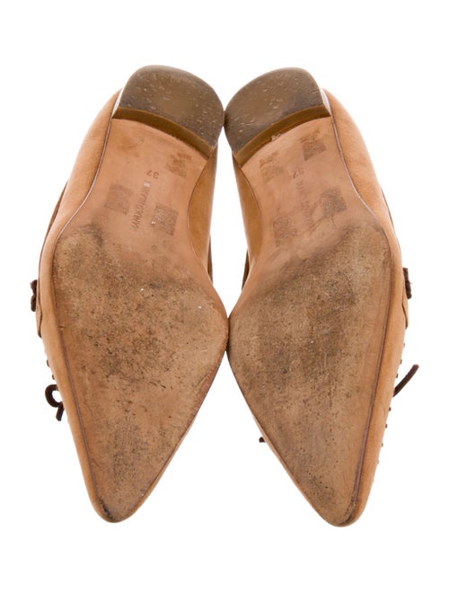 Manolo Blahnik Suede Whipstitch Trim Ballet Flats