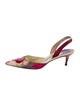 Manolo Blahnik Leather Floral Print Slingback Pumps
