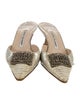 Manolo Blahnik Leather Animal Print Mules