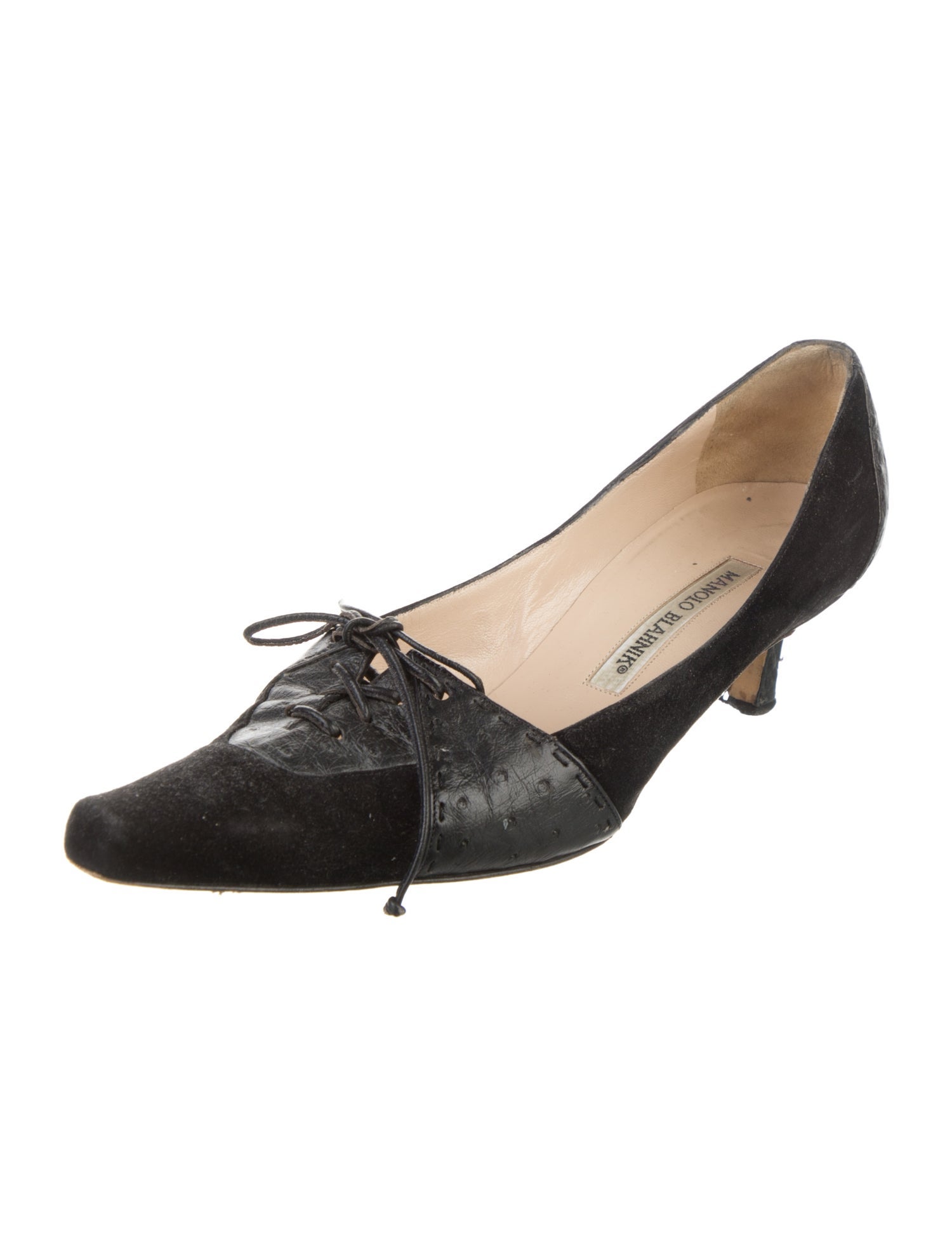 Manolo Blahnik Suede Bow Accents Pumps