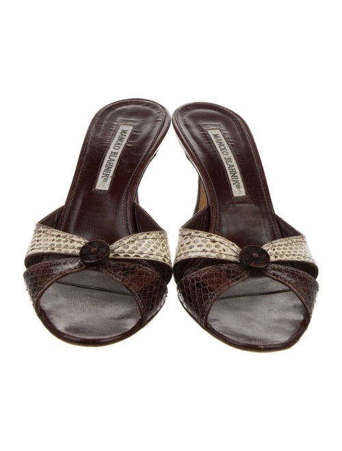 Manolo Blahnik Leather Printed Slides