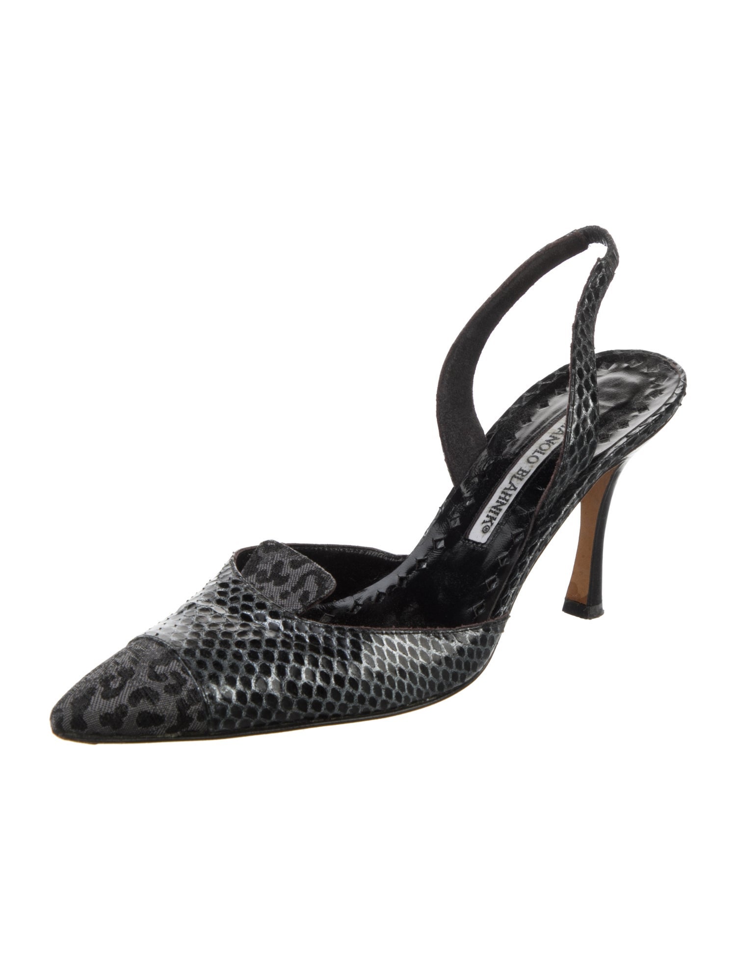 Manolo Blahnik Snakeskin Animal Print Slingback Pumps