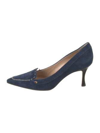 Manolo Blahnik Suede Whipstitch Trim Pumps