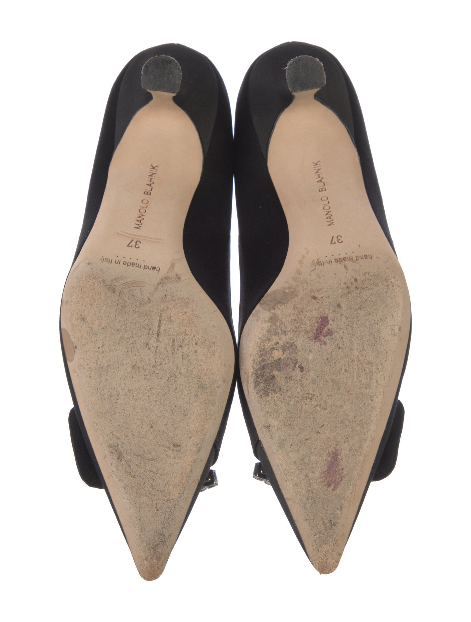 Manolo Blahnik Satin Crystal Embellishments Pumps