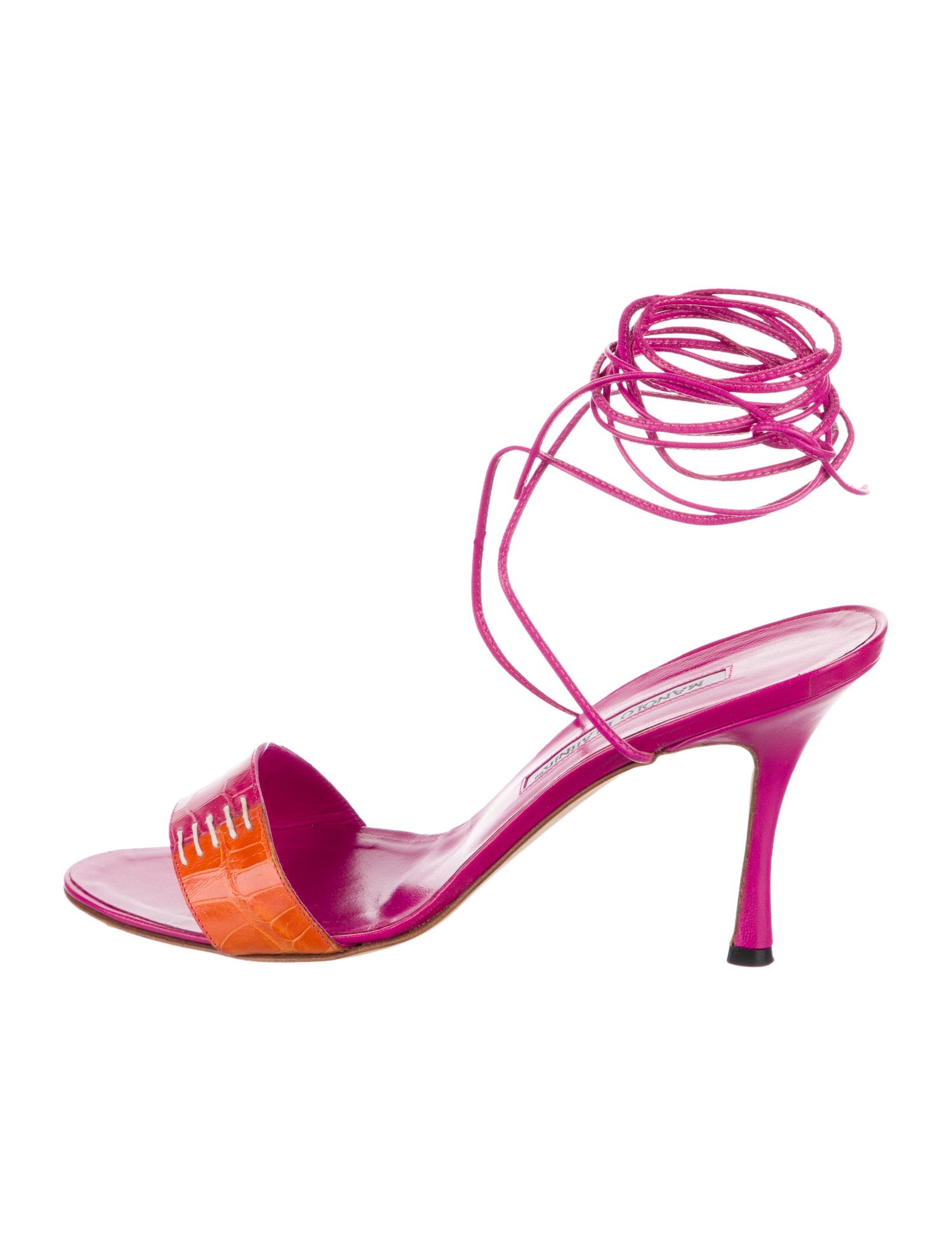 Manolo Blahnik Embossed Leather Gladiator Sandals