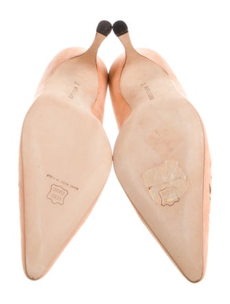Manolo Blahnik Suede Lasercut Accents Pumps