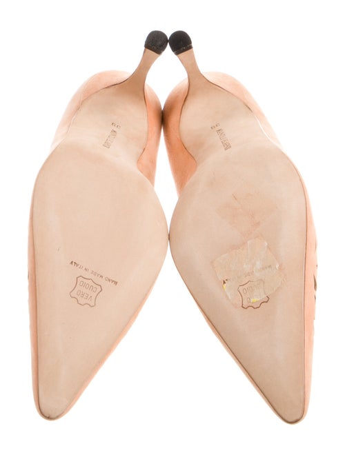 Manolo Blahnik Suede Lasercut Accents Pumps