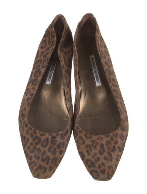 Manolo Blahnik Suede Animal Print Flats