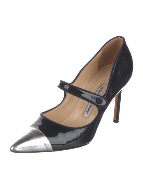 Manolo Blahnik Patent Leather Colorblock Pattern Pumps