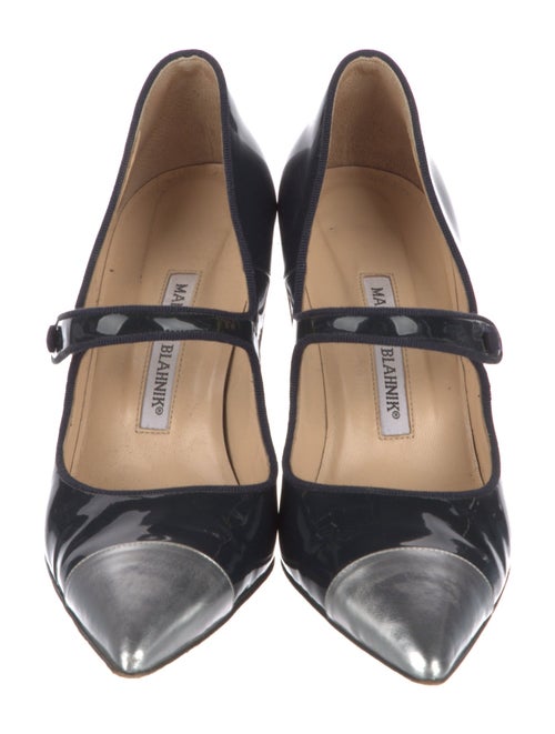 Manolo Blahnik Patent Leather Colorblock Pattern Pumps