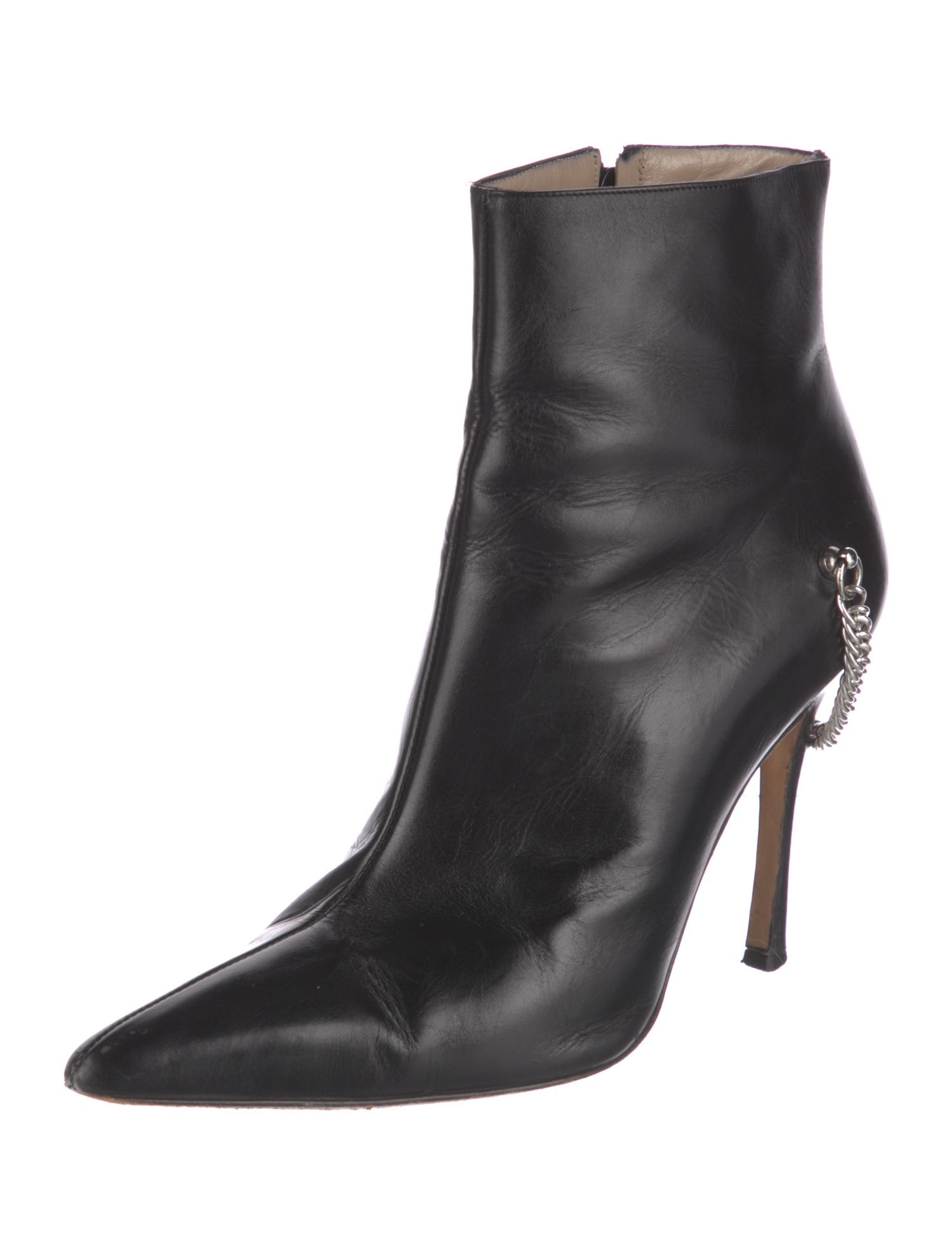Manolo Blahnik Leather Chain-Link Accents Boots