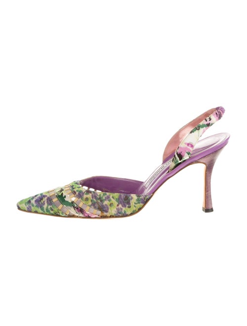 Manolo Blahnik Floral Print Slingback Pumps