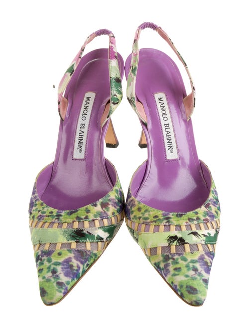 Manolo Blahnik Floral Print Slingback Pumps