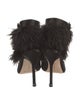 Manolo Blahnik Satin Feather Trim Mules