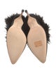 Manolo Blahnik Satin Feather Trim Mules