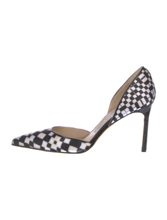 Manolo Blahnik Satin Printed D'Orsay Pumps