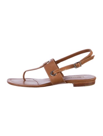 Manolo Blahnik Leather T-Strap Sandals