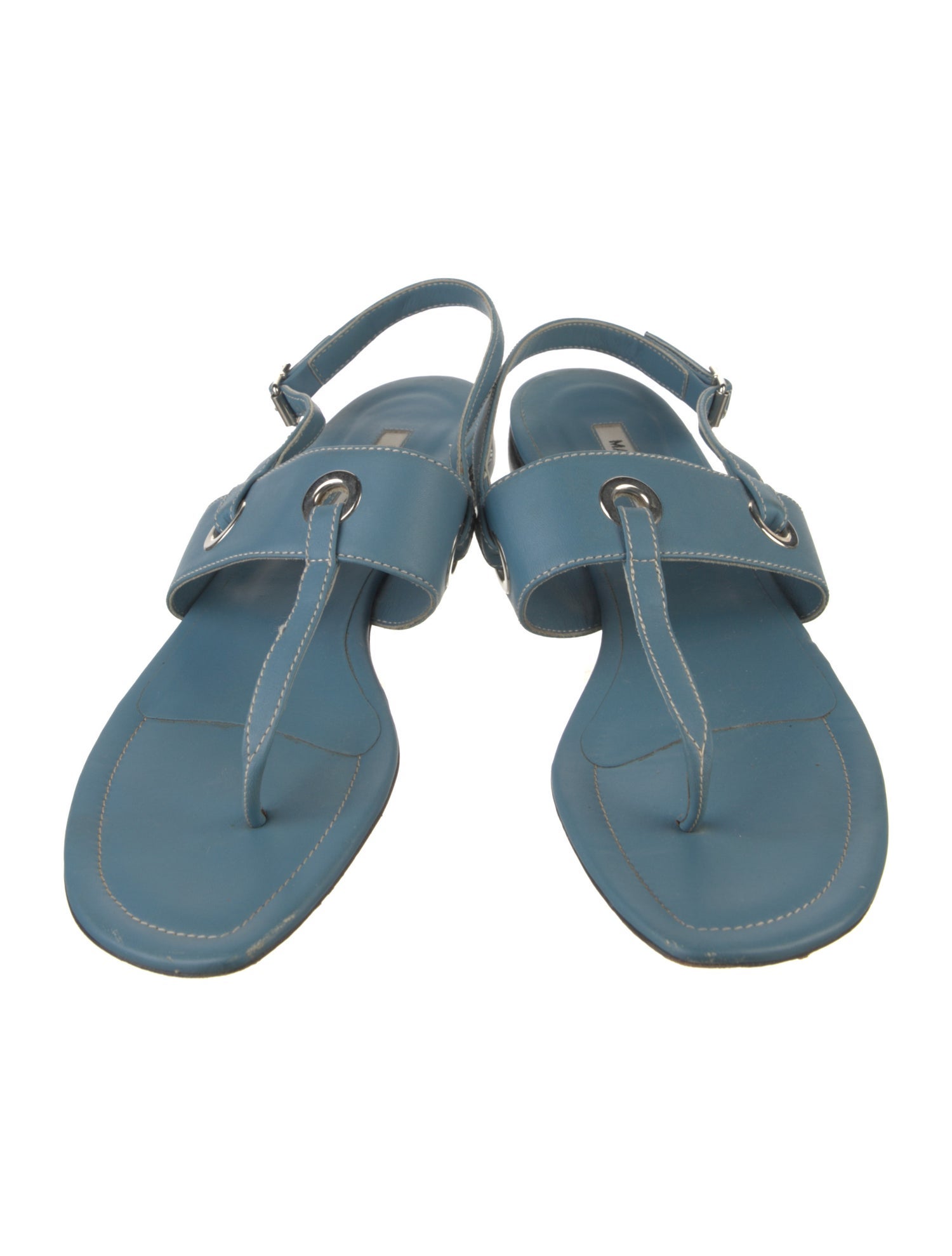 Manolo Blahnik Leather T-Strap Sandals