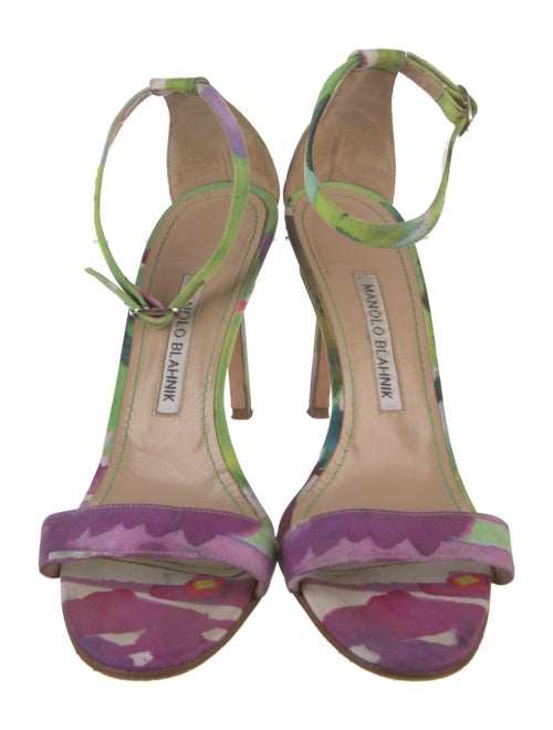 Manolo Blahnik Satin Printed Sandals
