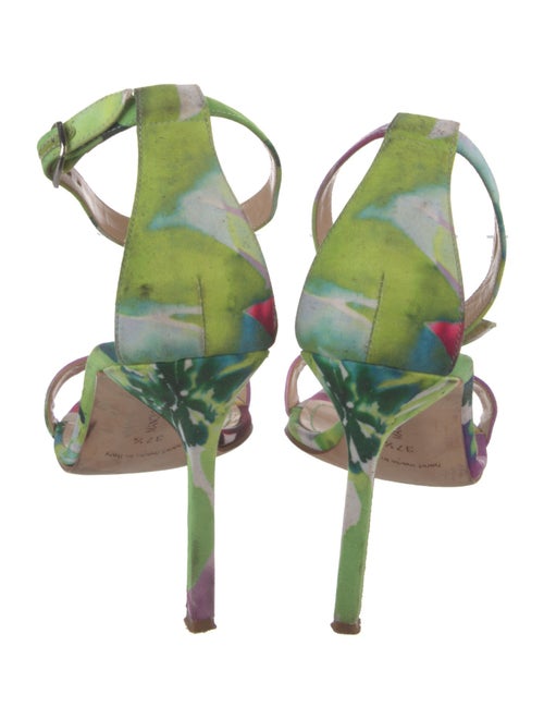 Manolo Blahnik Satin Printed Sandals