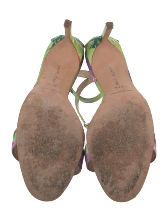 Manolo Blahnik Satin Printed Sandals