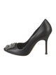 Manolo Blahnik Leather Crystal Embellishments Pumps