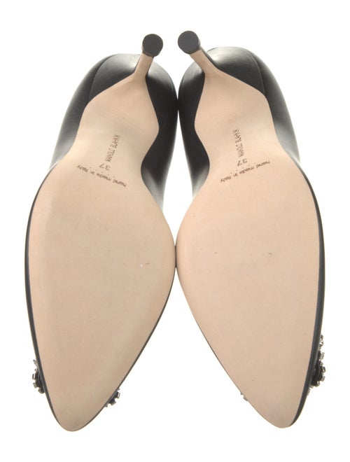 Manolo Blahnik Leather Crystal Embellishments Pumps