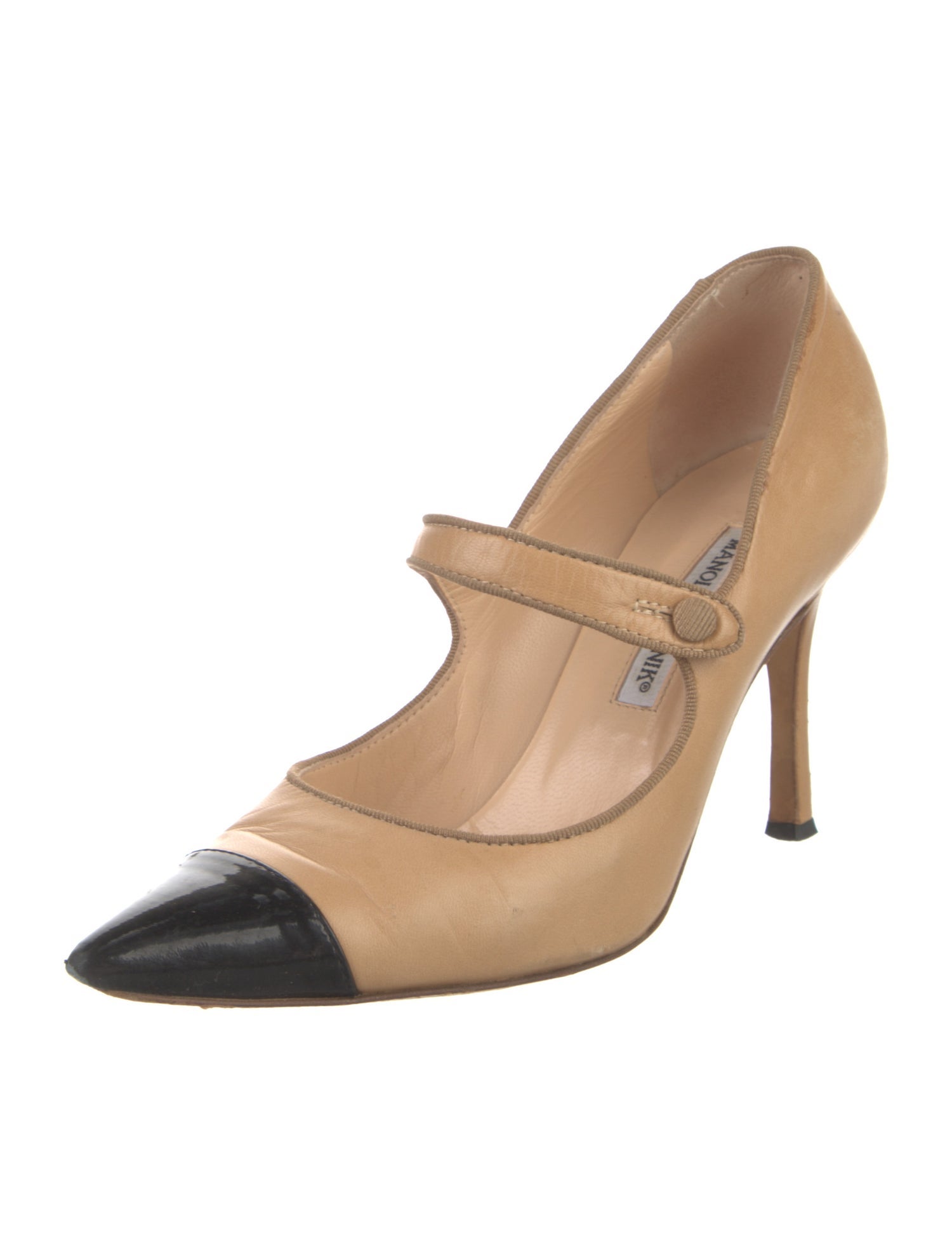 Manolo Blahnik Leather Grosgrain Trim Pumps