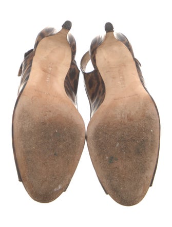 Manolo Blahnik Patent Leather Animal Print Slingback Pumps