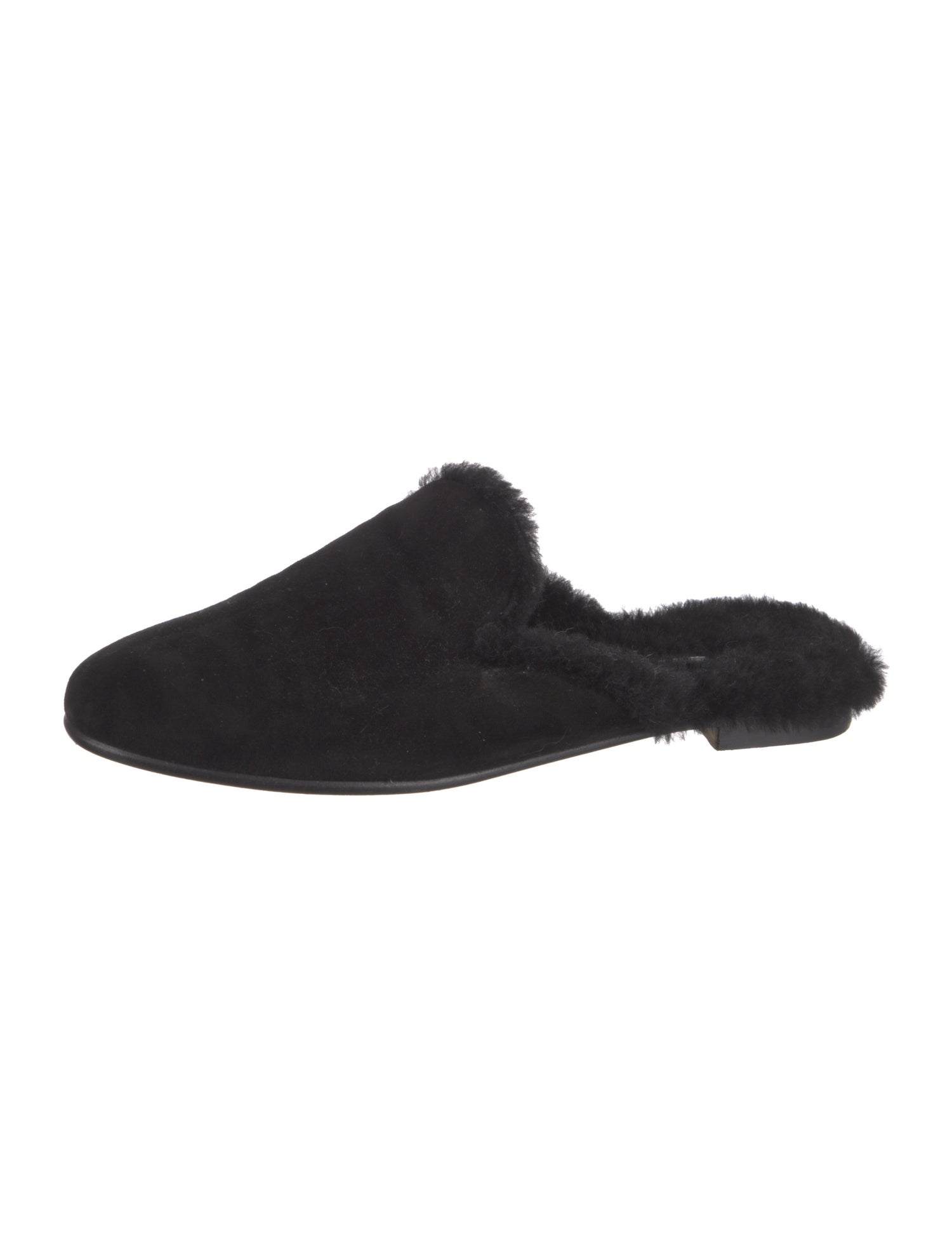 Manolo Blahnik Suede Fur Trim Mules
