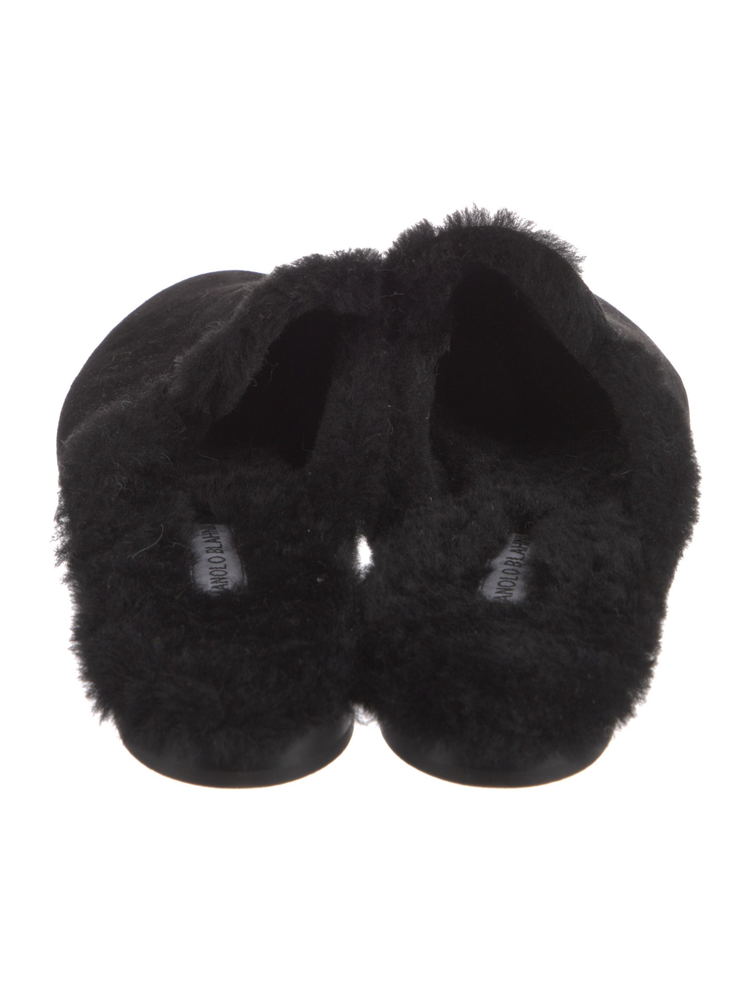 Manolo Blahnik Suede Fur Trim Mules