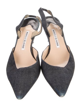 Manolo Blahnik Denim Slingback Pumps