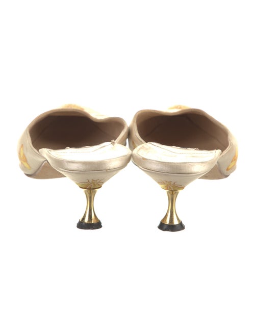 Manolo Blahnik Satin Graphic Print Mules