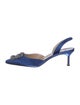 Manolo Blahnik Satin Crystal Embellishments Slingback Pumps