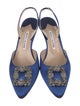Manolo Blahnik Satin Crystal Embellishments Slingback Pumps
