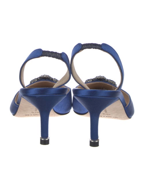 Manolo Blahnik Satin Crystal Embellishments Slingback Pumps